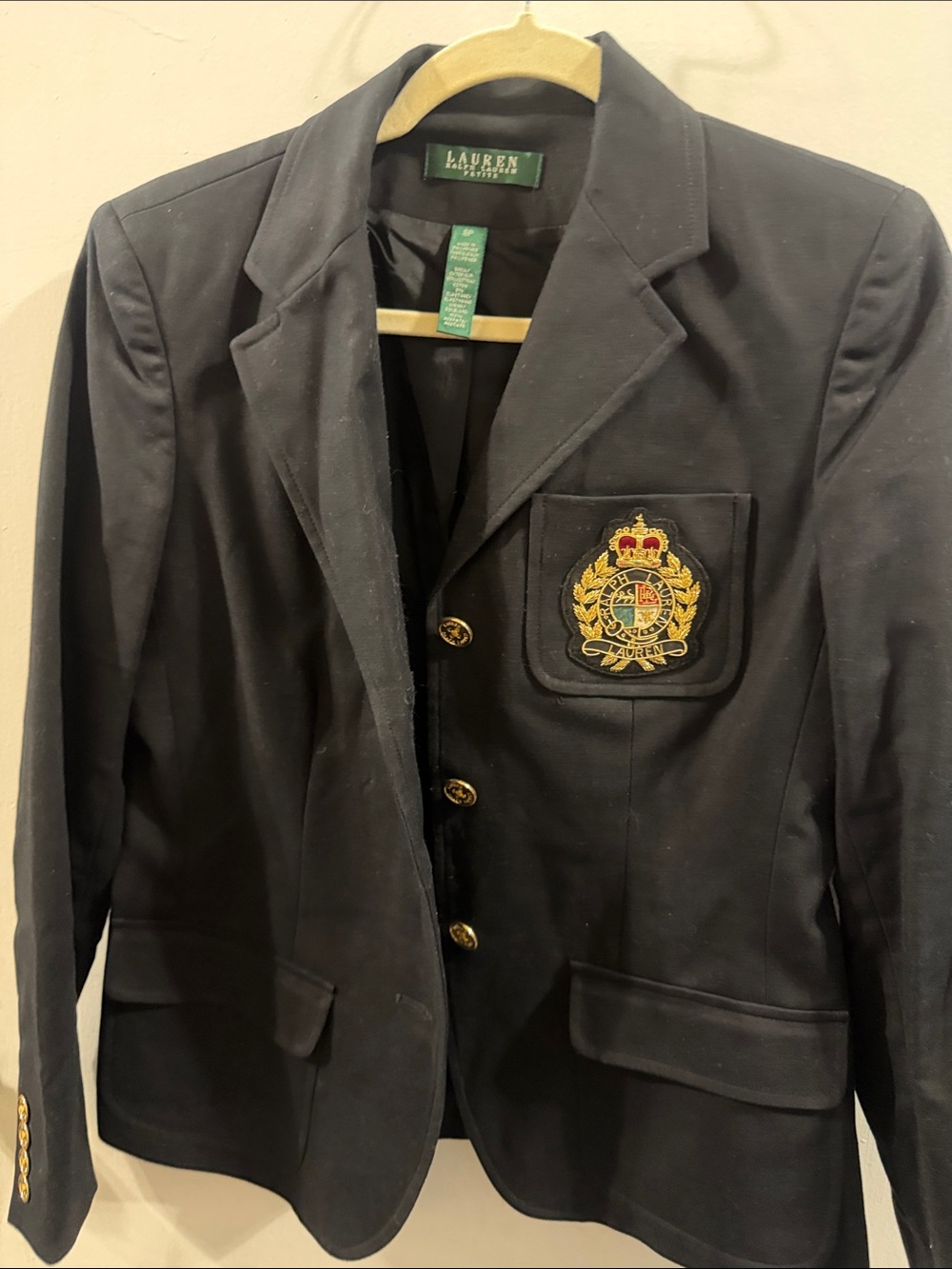 Lauren Ralph Lauren Black Crest Patch Blazer